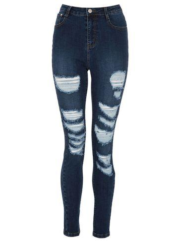Dorothy Perkins *quiz Blue Extreme Rip Skinny Jeans