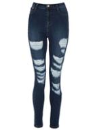 Dorothy Perkins *quiz Blue Extreme Rip Skinny Jeans