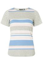 Dorothy Perkins Blue And Grey Striped Curve Hem T-shirt