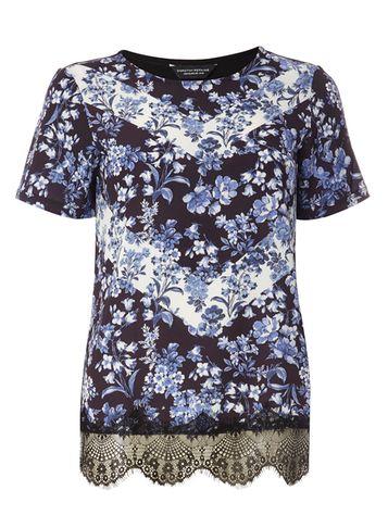 Dorothy Perkins Blue Chevron Print Lace Tee