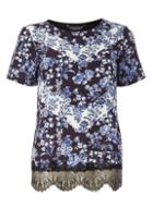 Dorothy Perkins Blue Chevron Print Lace Tee