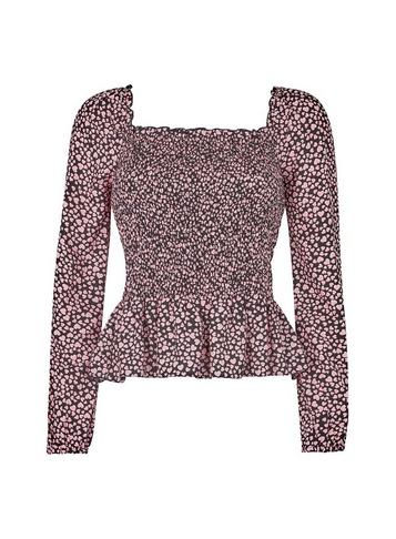 *lola Skye Pink Heart Print Shirred Top