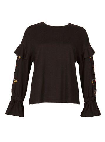 Dorothy Perkins *blue Vanilla Black Frill Sleeve Top