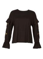 Dorothy Perkins *blue Vanilla Black Frill Sleeve Top