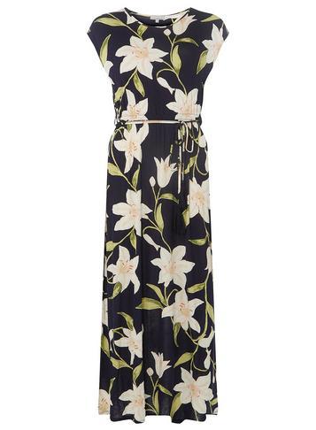 Dorothy Perkins Petite Navy Lily Print Maxi Dress