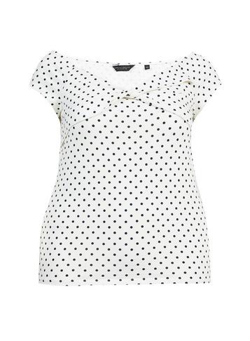 Dorothy Perkins *dp Curve White Spot Print Twist Bardot Top