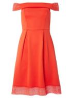 Dorothy Perkins Orange Lace Fit And Flare Dress