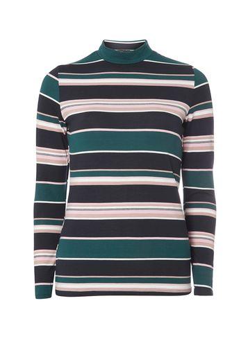 Dorothy Perkins Green Stripe High Neck Top
