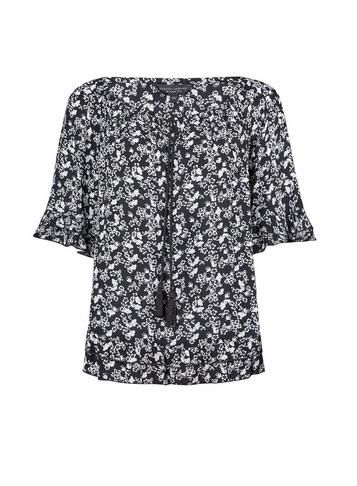 Dorothy Perkins Black And White Ditsy Print Boho Gypsy Top