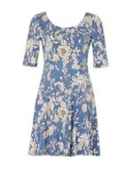 Dorothy Perkins *izabel London Blue Floral Print Skater Dress