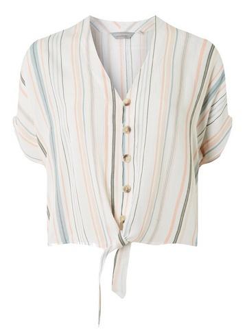 Dorothy Perkins Petite Multi Coloured Stripe Print Tie Shirt