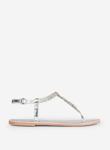 Dorothy Perkins Wide Fit Silver 'fjorde' Sandals