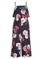 Dorothy Perkins *black Floral Culottes Jumpsuit