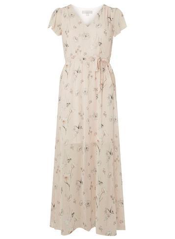 Dorothy Perkins Petite Floral Ivory Chiffon Maxi Dress