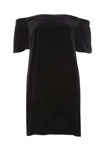 Dorothy Perkins Petite Black Velvet Bardot Dress