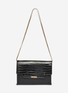 Dorothy Perkins Black Crocodile Design Compartment Clutch Bag