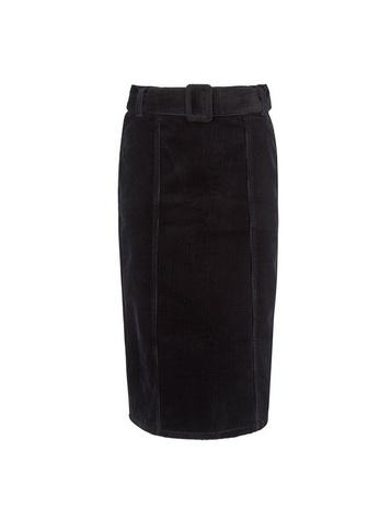 Dorothy Perkins Black Belted Corduroy Midi Skirt