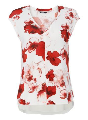 Dorothy Perkins *roman Originals Red Poppy Print Chiffon Hem Top