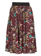Dorothy Perkins *tenki Maroon Floral Midi Skirt