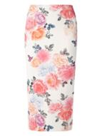 Dorothy Perkins *tall Pink Floral Pencil Skirt