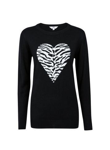 Dorothy Perkins *tall Black Heart Animal Print Jumper