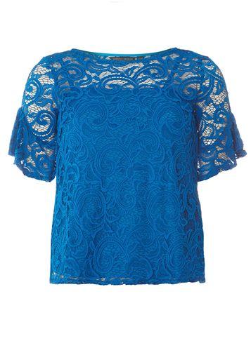 Dorothy Perkins Blue Ruffle Lace T-shirt