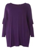 Dorothy Perkins Dp Curve Purple Ruffle Sleeve Jersey Top
