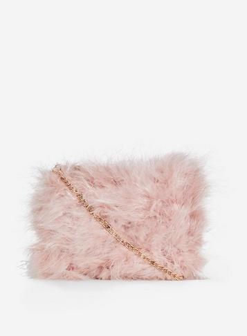 Dorothy Perkins Blush Feather Chain Cross Body Bag