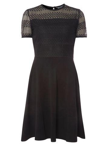 Dorothy Perkins *tall Black Stripe Lace Dress