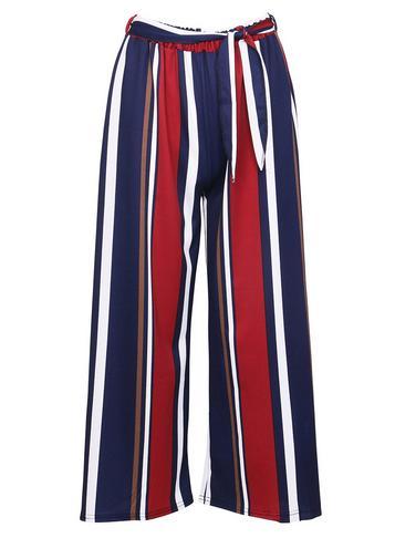 Dorothy Perkins *izabel London Navy Striped Cropped Trousers