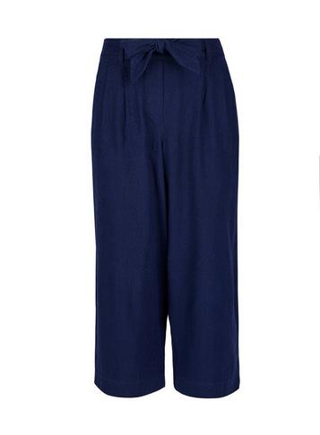 Dorothy Perkins Petite Navy Linen Culotte Trousers