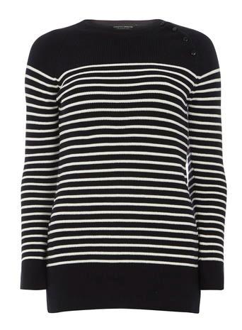 Dorothy Perkins Navy And Ivory Stripe Jumper