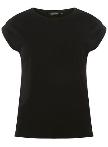 Dorothy Perkins Black Roll Sleeve T-shirt