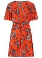 Dorothy Perkins Petite Orange Paisley Print Fit And Flare Dress