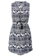 *izabel London Multi Colour Elephant Print Zip Front Dress