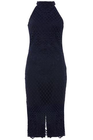 Dorothy Perkins *quiz Navy Lace High Neck Midi Dress