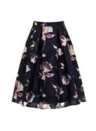 Dorothy Perkins *chi Chi London Navy Floral Midi Skirt