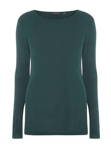Dorothy Perkins *tall Green Long Sleeve Crew Neck Top