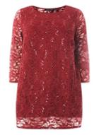 Dorothy Perkins Dp Curve Wine Sequin Embellished Lace Top