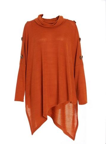 Dorothy Perkins *quiz Rust Asymmetric Cowl Neck Top