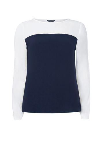 Dorothy Perkins Navy Colourblock Zip Side Top