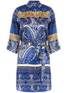 Dorothy Perkins *quiz Blue Satin Shirt Dress
