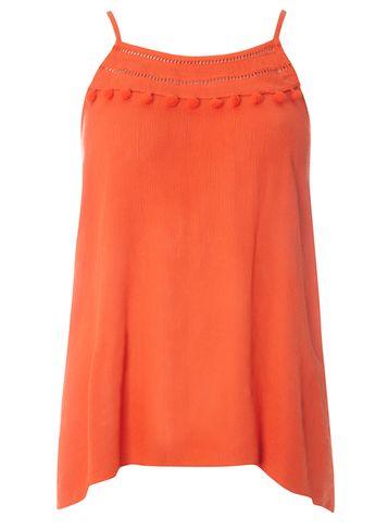 Dorothy Perkins Orange Hanky Hem Pom Pom Camisole Top