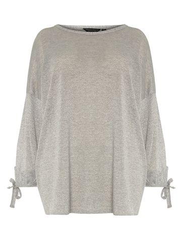 Dorothy Perkins Dp Curve Silver Balloon Sleeve Top