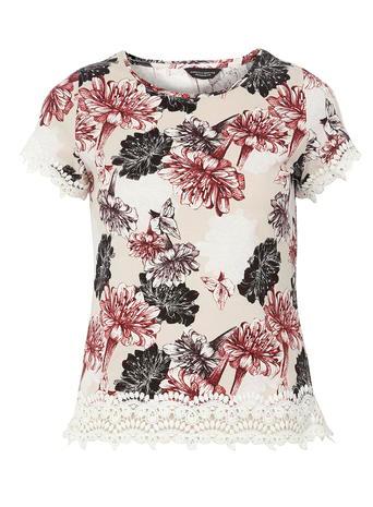 Dorothy Perkins Oat Floral Lace Trim Tee
