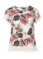 Dorothy Perkins Oat Floral Lace Trim Tee