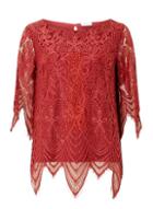 *vila Red Half Sleeve Lace Top