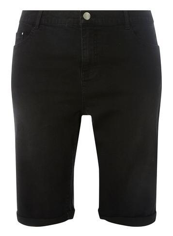 Dorothy Perkins Dp Curve Washed Black Denim Knee Shorts