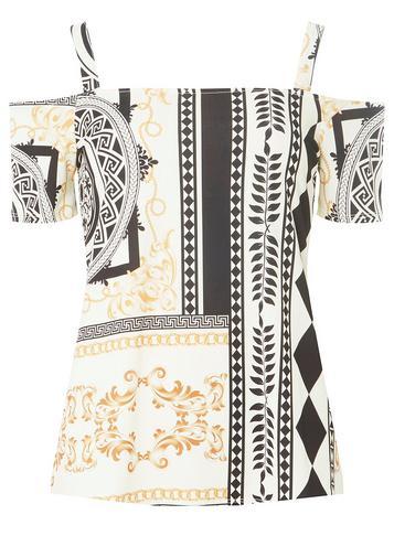 Dorothy Perkins Ivory Ity Print Cold Shoulder Top