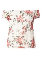 Dorothy Perkins Ivory Floral Print Lace Bardot Top
